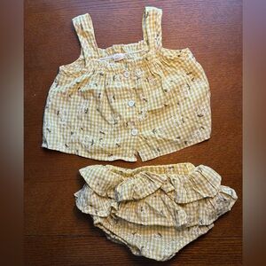 Yellow Gingham Baby Top and Bloomers Set